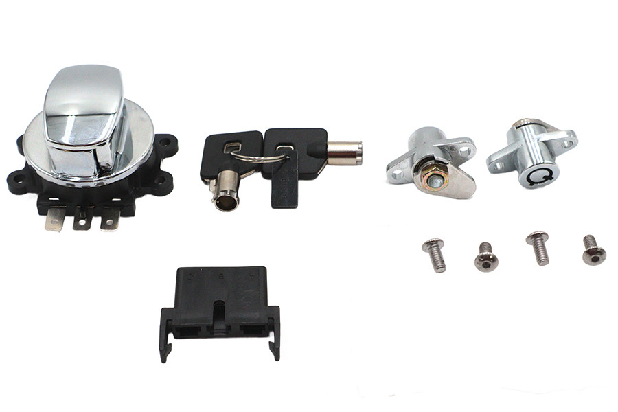 Volt Tech #78404 - Side Hinge Ignition Switch and Saddlebag Lock Kit Chrome