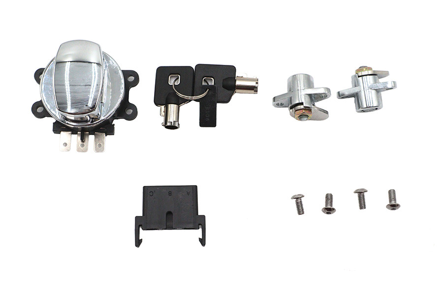Volt Tech #78404 - Side Hinge Ignition Switch and Saddlebag Lock Kit Chrome