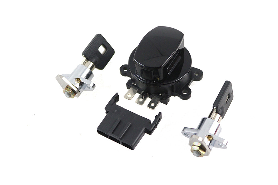Volt Tech #78404B - Side Hinge Ignition Switch and Saddlebag Lock Kit Black