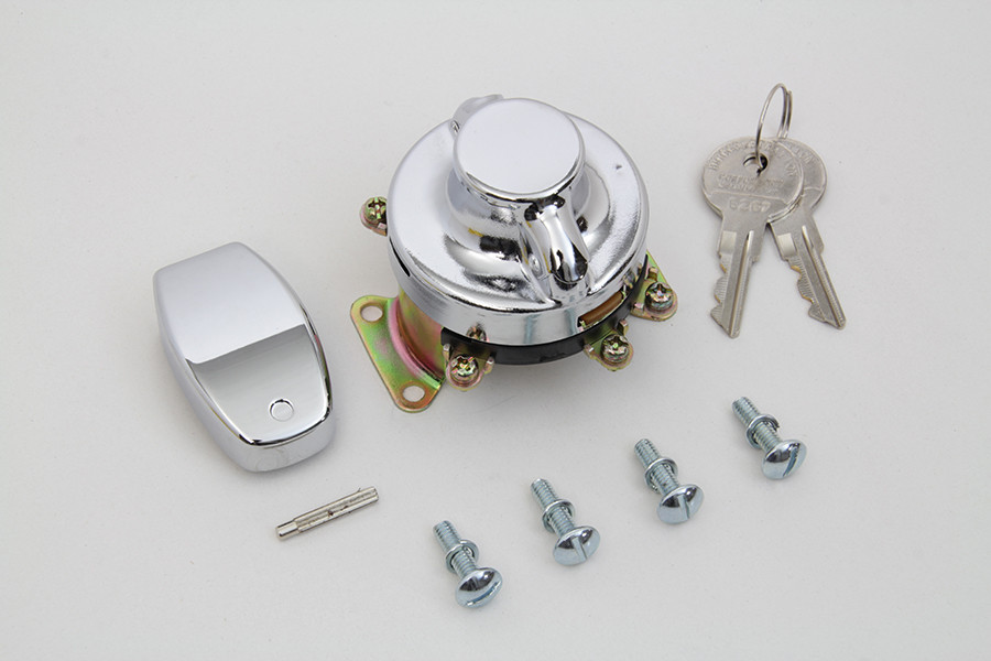 Volt Tech #72648 - Fat Bob Ignition Switch with 6 Terminals Chrome