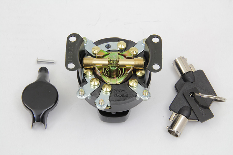 Volt Tech #21-0202PGB - Fat Bob Ignition Switch with 5 Terminals Gloss Black