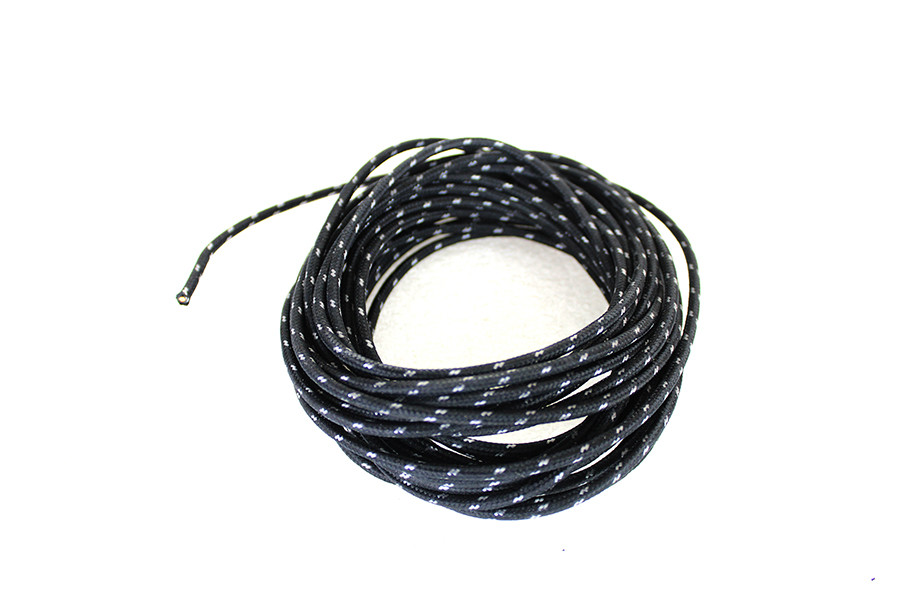 Volt Tech #40272 - Black 25' Cloth Covered Wire with White Tracer