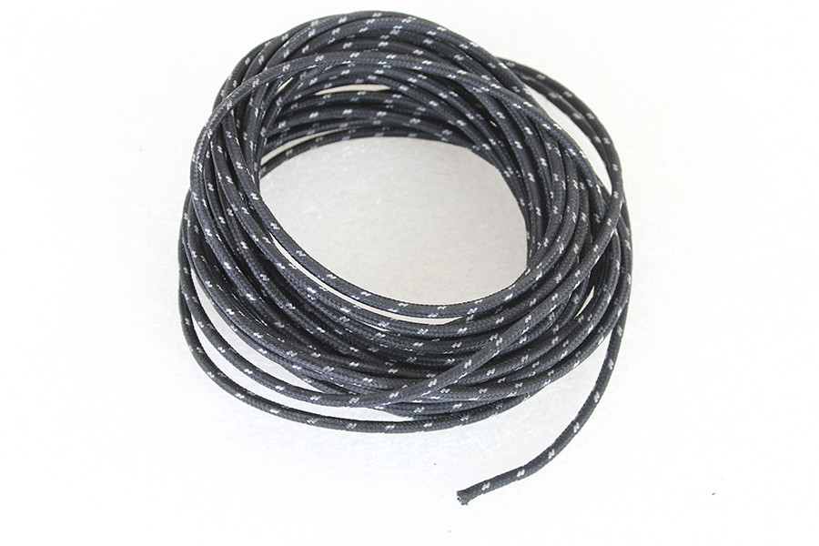 Volt Tech #40272 - Black 25' Cloth Covered Wire with White Tracer