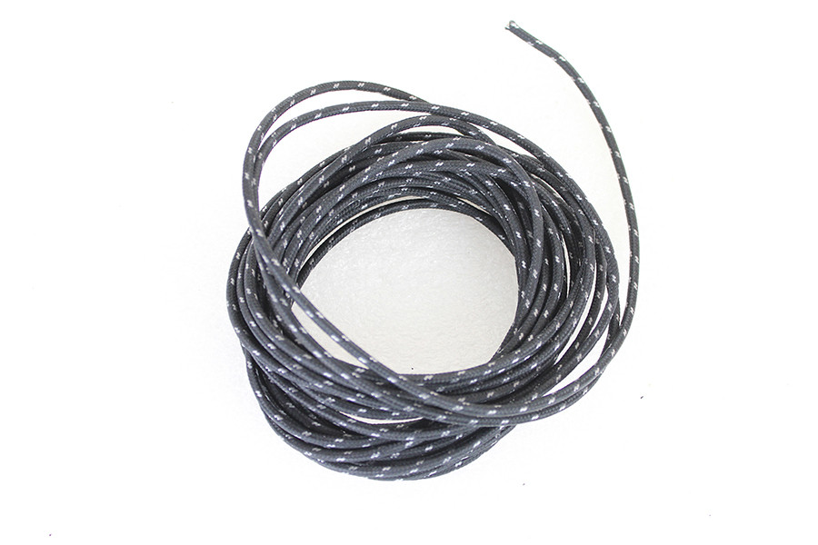 Volt Tech #40272 - Black 25' Cloth Covered Wire with White Tracer
