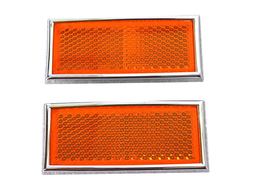 V-Twin #410-3100 - Front Amber Reflector Set With Chrome Frame