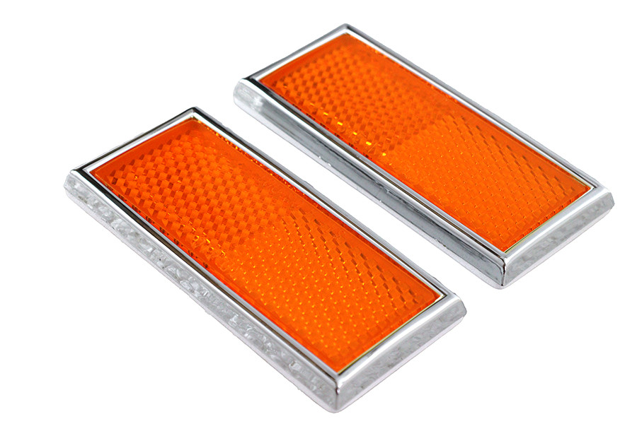 V-Twin #410-3100 - Front Amber Reflector Set With Chrome Frame