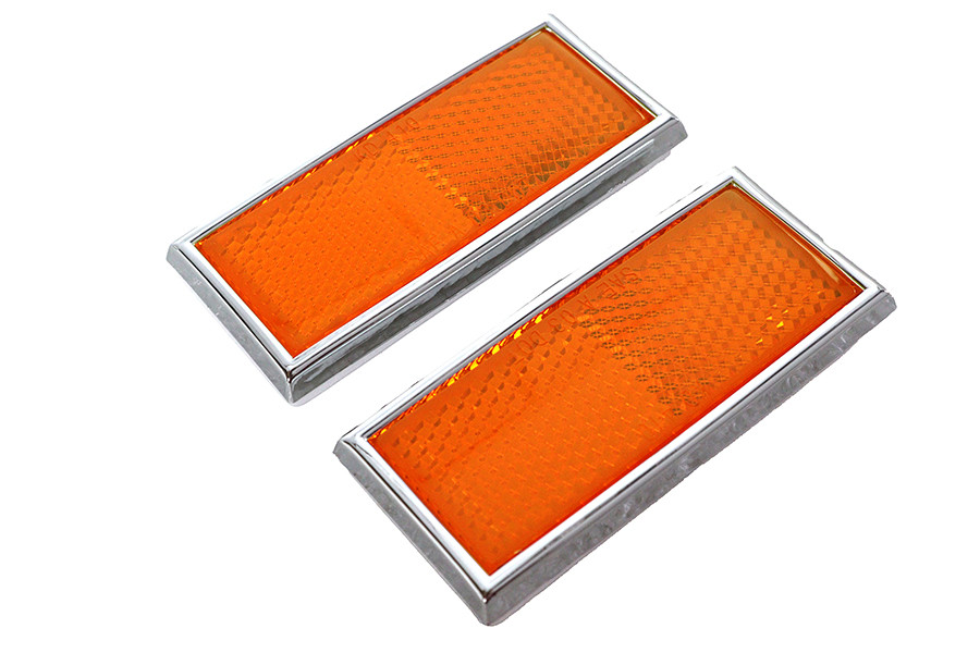 V-Twin #410-3100 - Front Amber Reflector Set With Chrome Frame