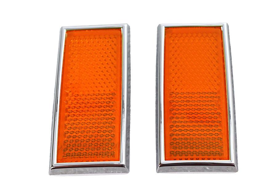 V-Twin #410-3100 - Front Amber Reflector Set With Chrome Frame