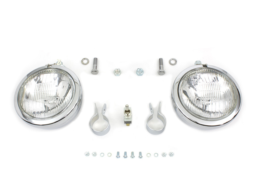 V-Twin - 12 Volt 4 1/2 inch Chrome Spotlamp Kit