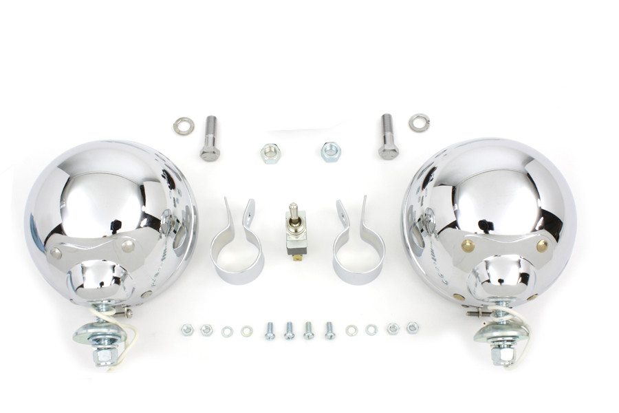 V-Twin - 12 Volt 4 1/2 inch Chrome Spotlamp Kit