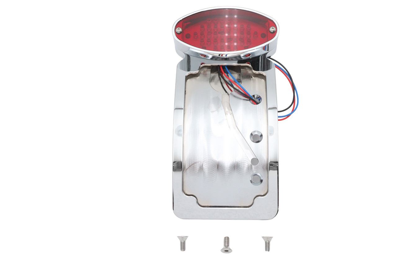 Wyatt Gatling #76085T - Chrome Cateye LED Tail Lamp License Plate Assembly