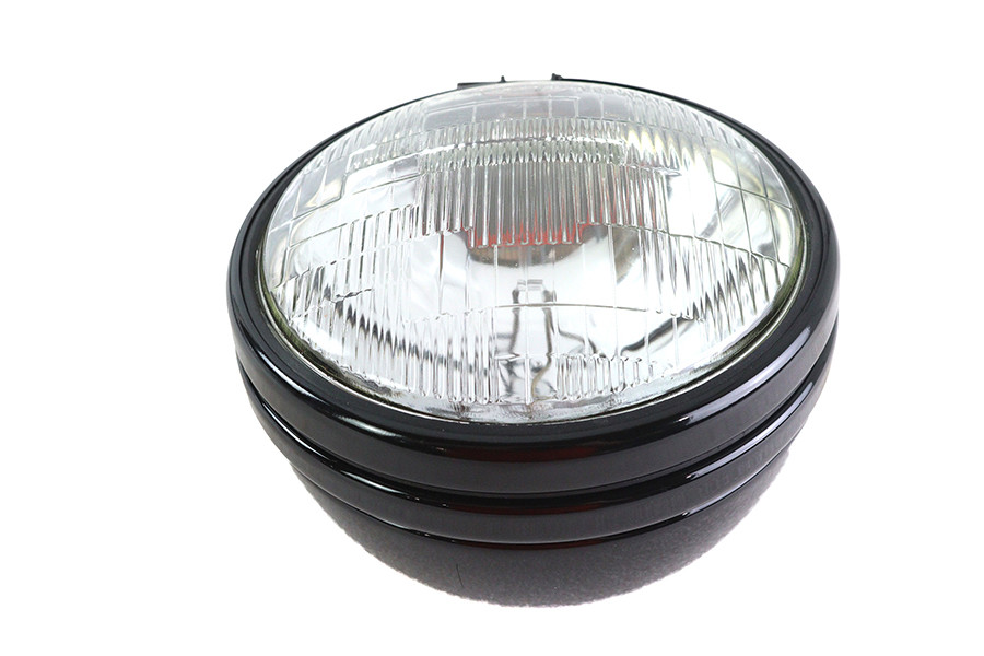 V-Twin - Replica 5-3/4 inch Round Black Headlamp