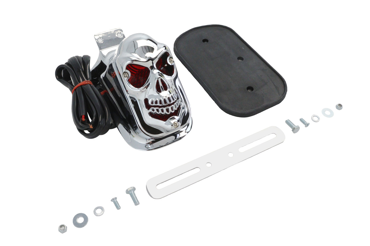 V-Twin - Chrome Skull Grill Tombstone Tail Lamp