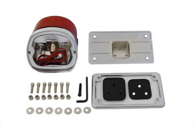 V-Twin - Chrome Laydown Tail Lamp License Mount Kit