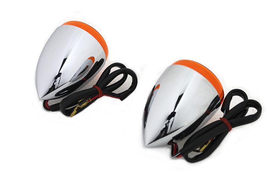 Wyatt Gatling #20-6578 - Chrome Torpedo Style Rear Turn Signal Set