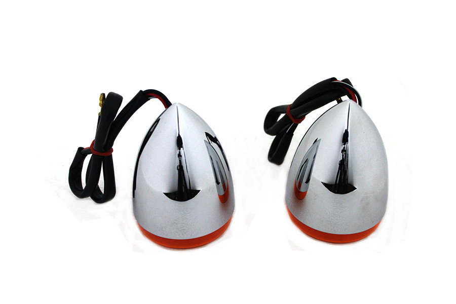 Wyatt Gatling #20-6578 - Chrome Torpedo Style Rear Turn Signal Set