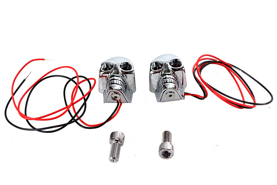 Wyatt Gatling #07254A - 2 inch Chrome Skull Marker Lamp with Red LED