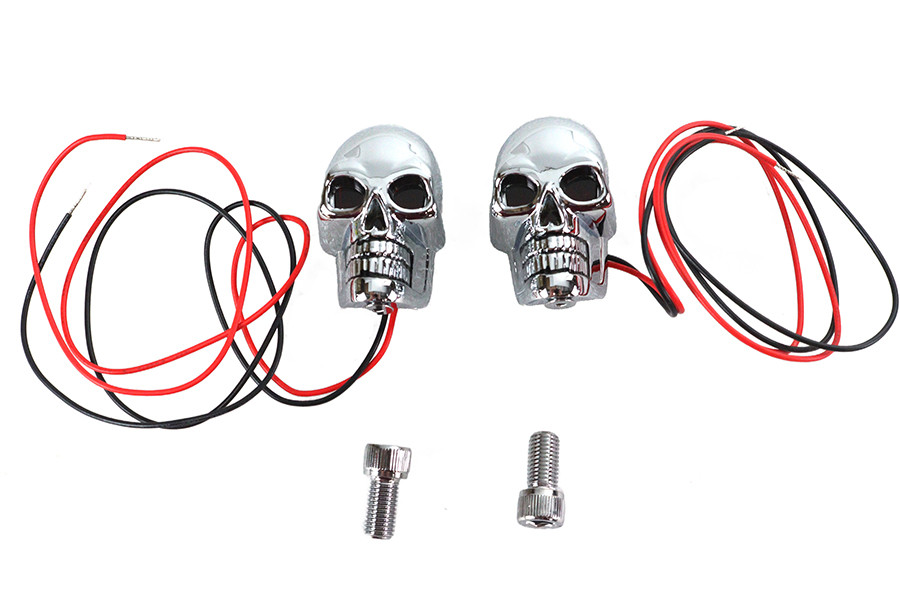 Wyatt Gatling #07254A - 2 inch Chrome Skull Marker Lamp with Red LED