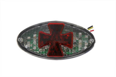 Wyatt Gatling #12-0414CR - Oval Tail Lamp with Maltese Inset Clear Lens with Red Cross