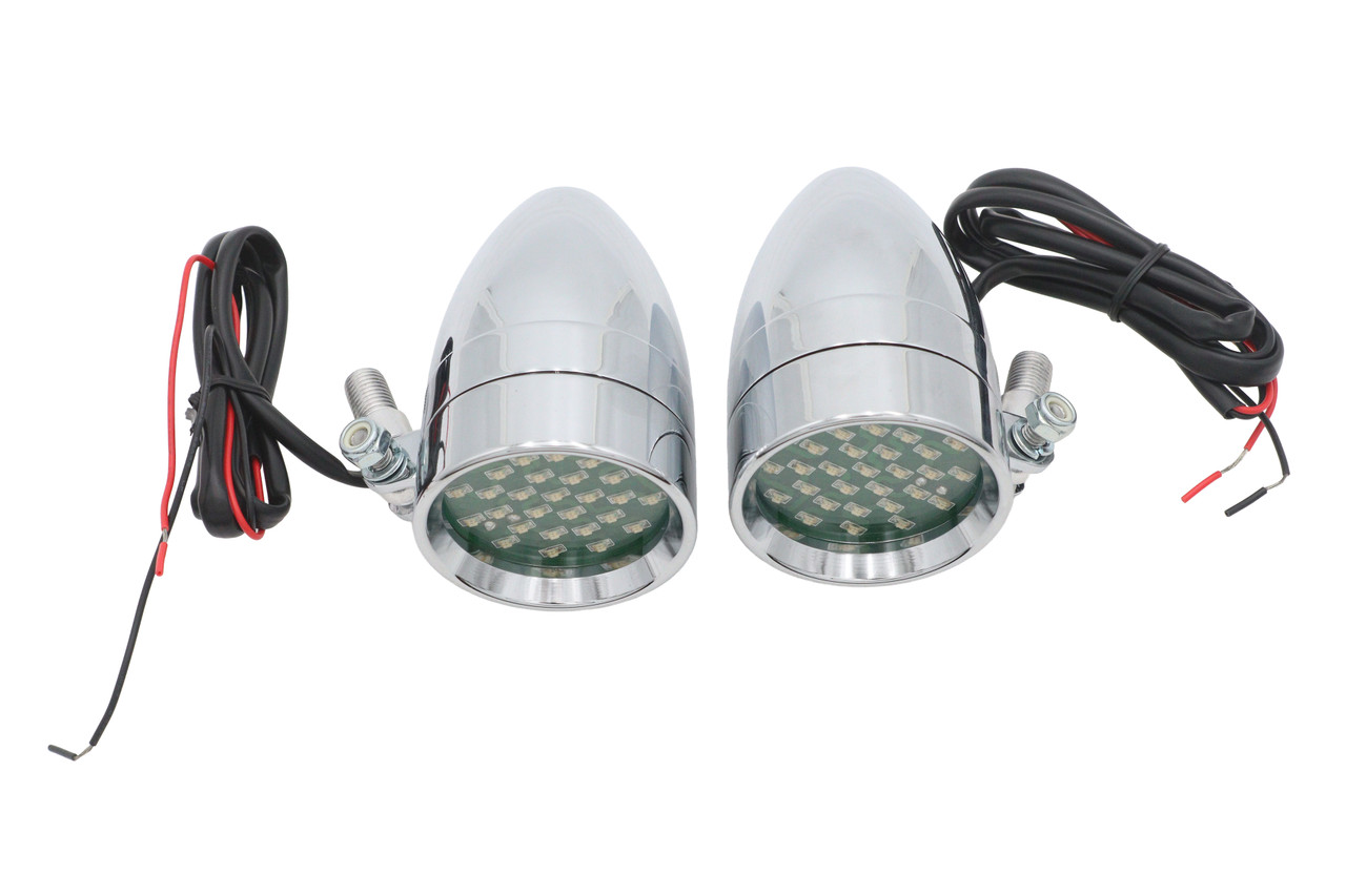 Wyatt Gatling #20-6054ALED - Chrome Bullet Marker Lamp Set with Amber LEDs