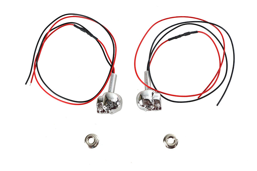 Wyatt Gatling #63016R - License Plate Frame Skull Bolt Set Chrome with Red LEDS