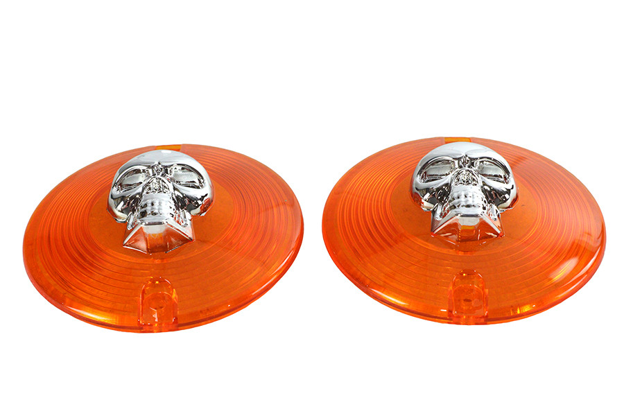 Wyatt Gatling #L22-0228A-LC - Turn Signal Lens Set with Skull Amber