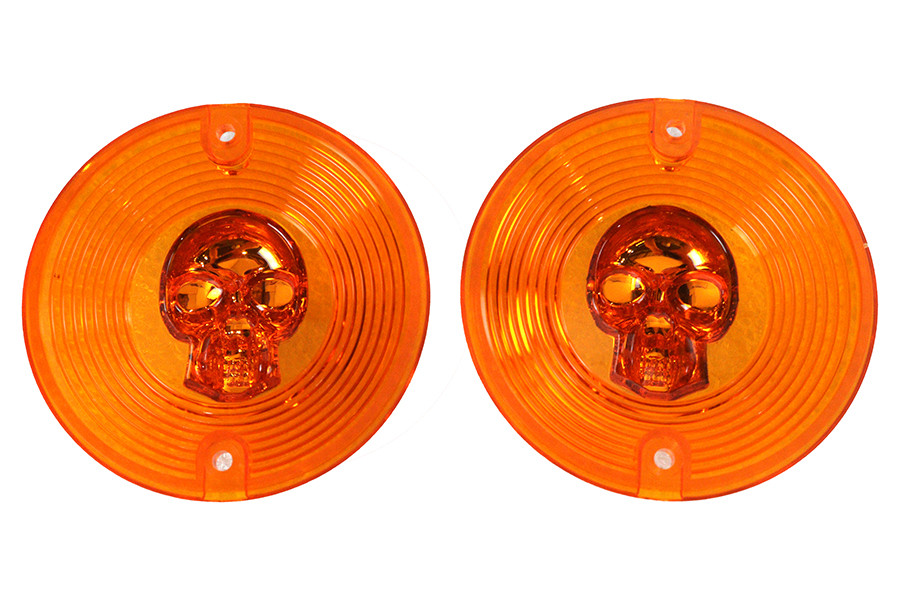 Wyatt Gatling #L22-0228A-LC - Turn Signal Lens Set with Skull Amber