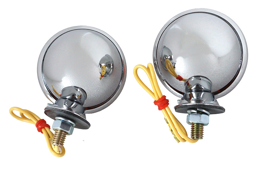 Wyatt Gatling #77389A - Chrome Turn Signal Set Bullet with Amber Lens