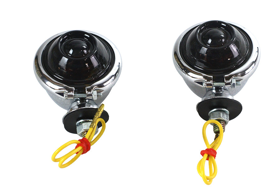 Wyatt Gatling #77389S - Chrome Turn Signal Set Bullet with Smoked Lens