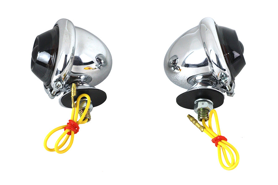 Wyatt Gatling #77389S - Chrome Turn Signal Set Bullet with Smoked Lens