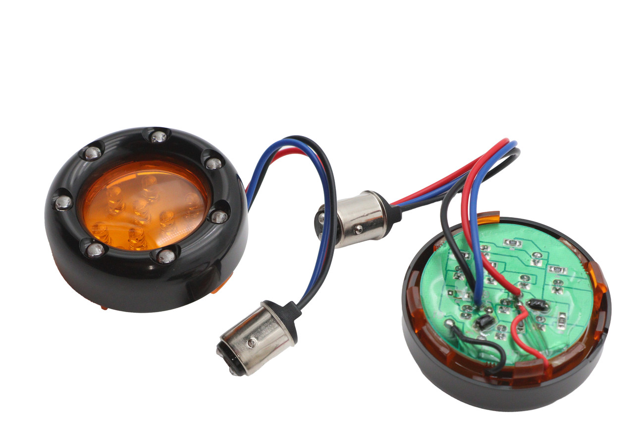 Wyatt Gatling #77925A - Black LED Turn Signal Bezel with Amber Lens