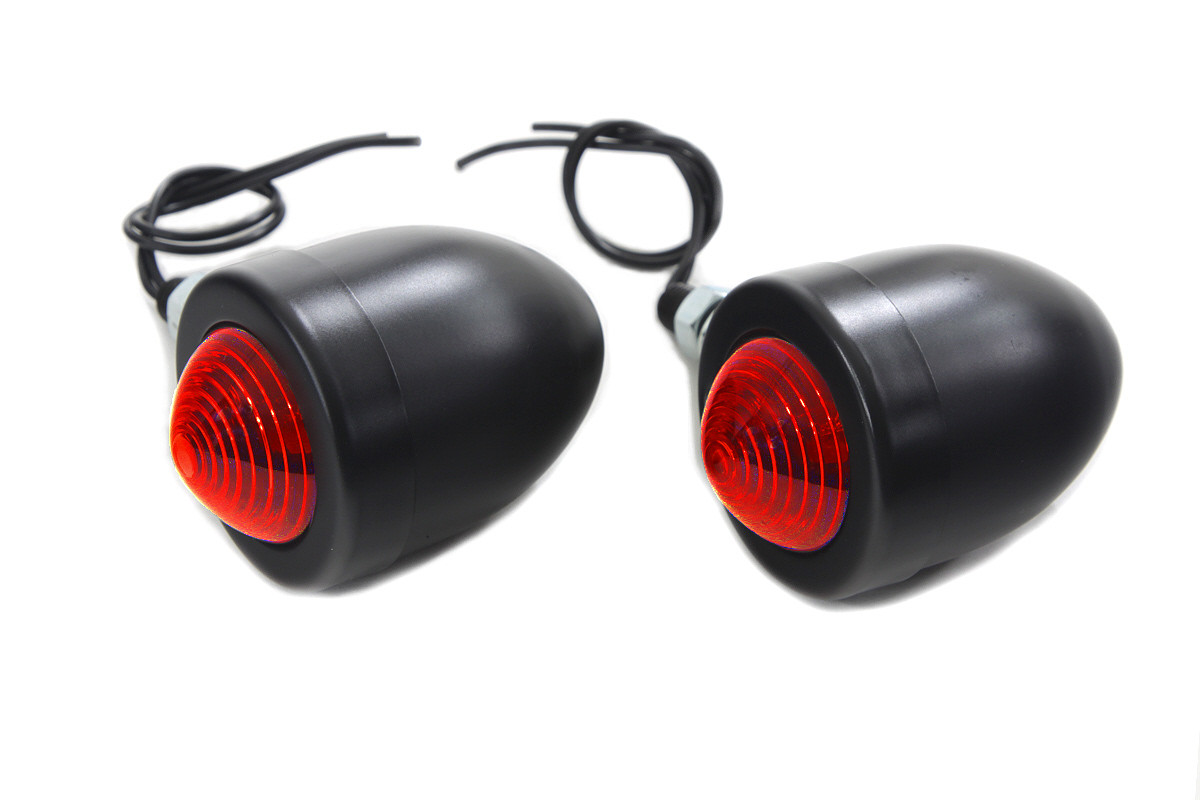 Wyatt Gatling #20-6505ALMB - Black Bullet Marker Lamp Set with Red Lens