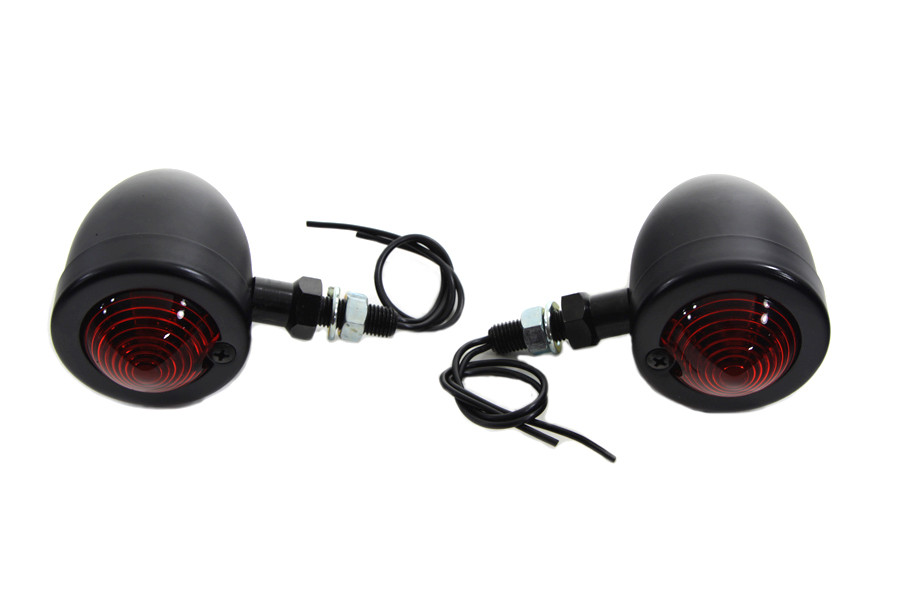 Wyatt Gatling #20-6505ALMB - Black Bullet Marker Lamp Set with Red Lens