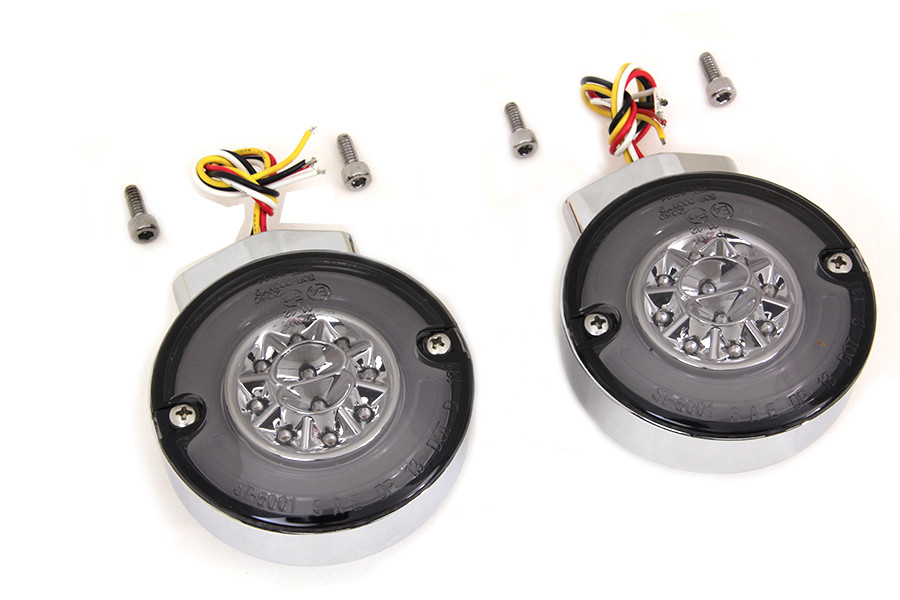 Wyatt Gatling #12-6030SKQ - Chrome LED Turn Signal Combo Assembly Set