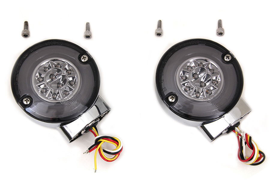 Wyatt Gatling #12-6030SKQ - Chrome LED Turn Signal Combo Assembly Set