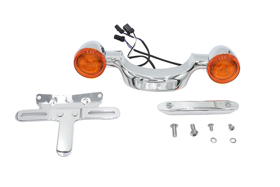 Wyatt Gatling - Chrome Bullet Rear Turn Signal Bar and License Plate