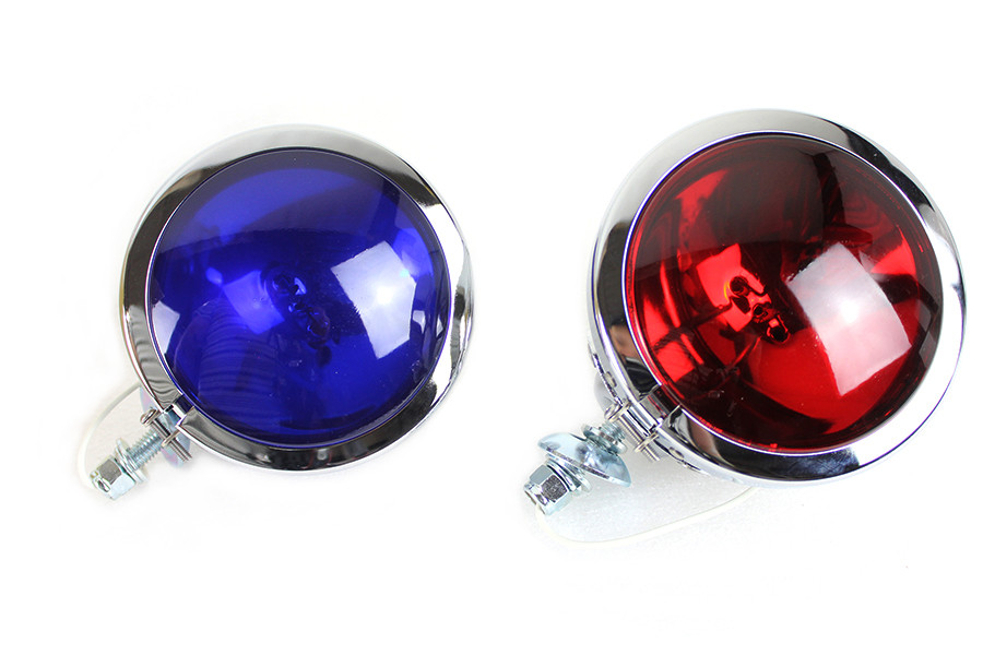 V-Twin #78480 - Red and Blue Police Spotlamp Set