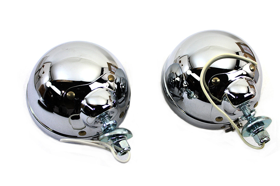 V-Twin - Chrome 4-1/2 inch Spotlamp Set with Clear 6 Volt Bulb