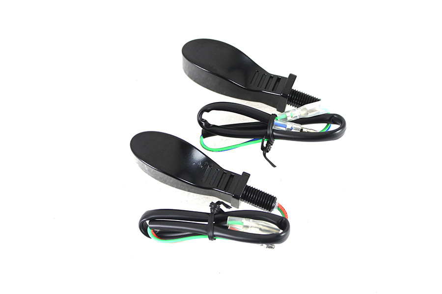 Wyatt Gatling #L22-64M7GBCQE - Black Teardrop Shaped LED Turn Signal Set with Clear Lens