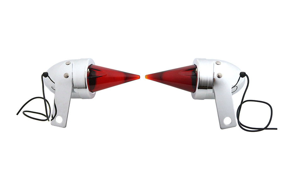 V-Twin - Torpedo Bullet Lamp Set Chrome with Brackets