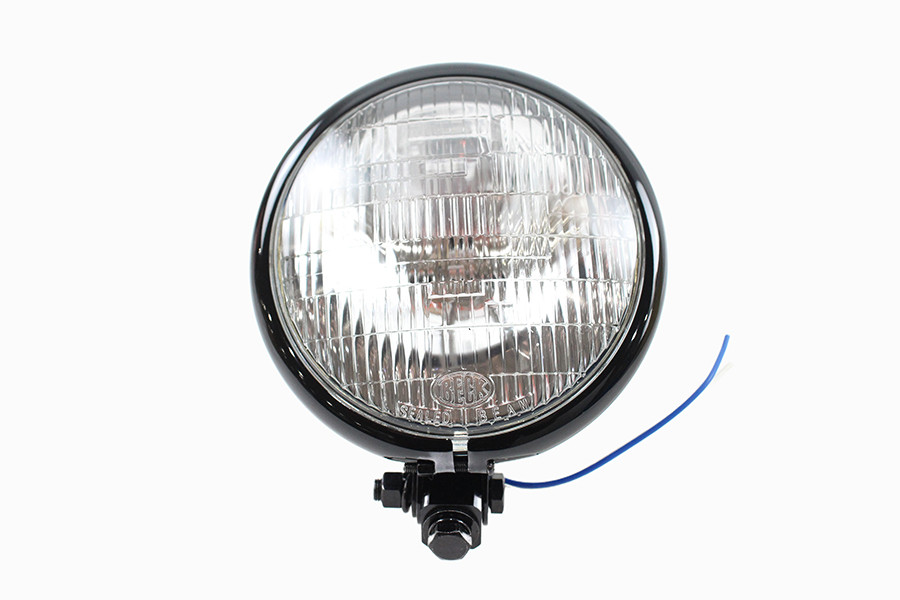 V-Twin #62017AB - 5-3/4 inch Round Headlamp Assembly Black