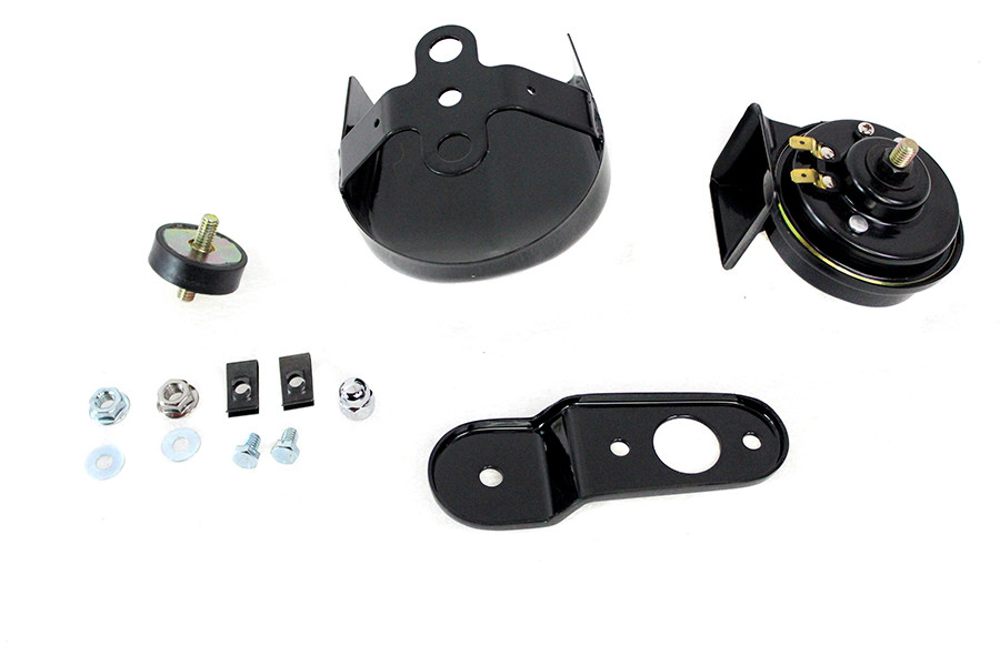 V-Twin #78612B - Softail Horn Kit with Black Cover