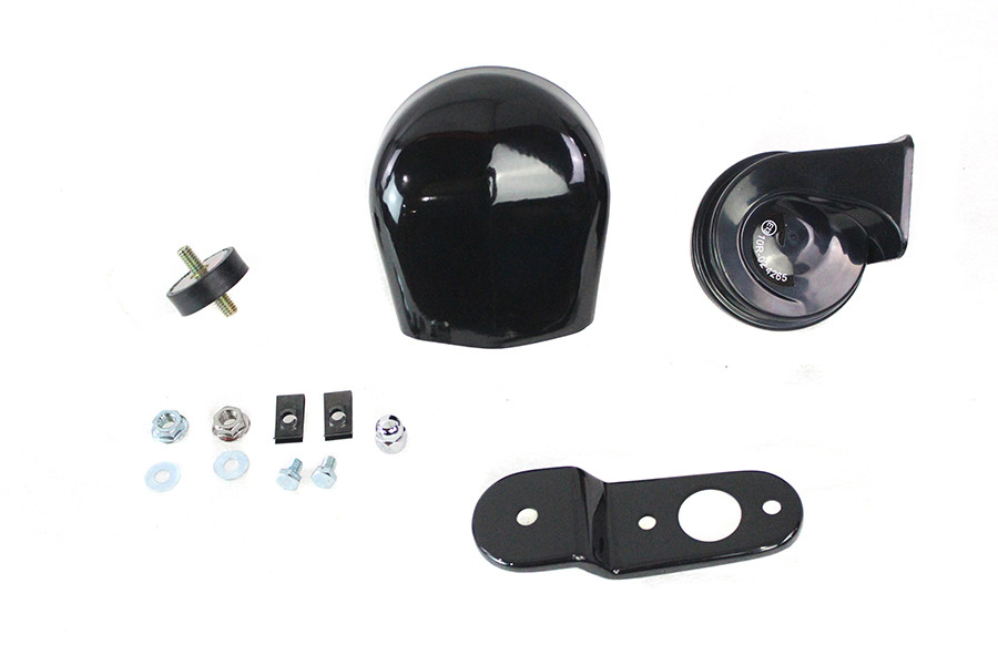 V-Twin #78612B - Softail Horn Kit with Black Cover