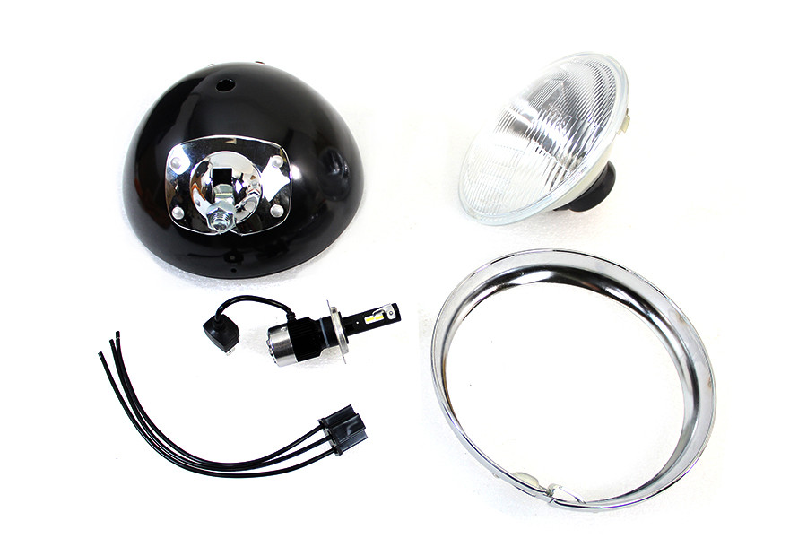 V-Twin - 7 inch 12 Volt LED Headlamp Black