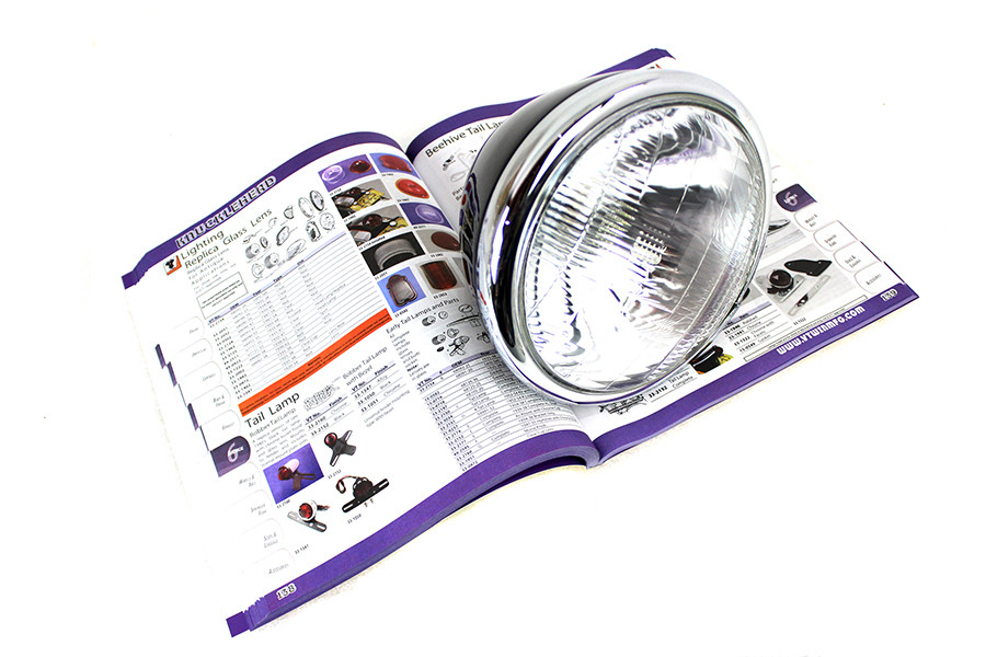 V-Twin - 6 Volt LED Spring Fork Headlamp Black