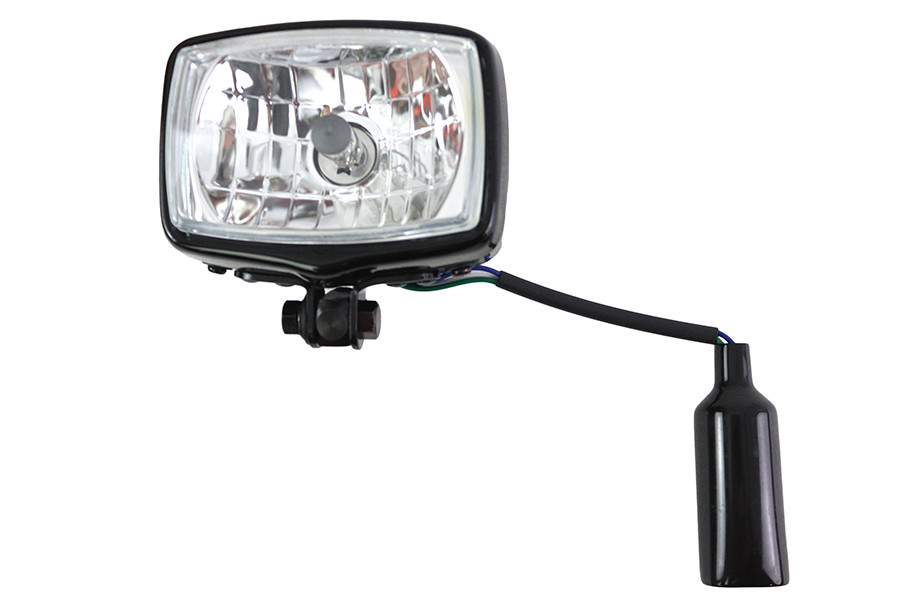 V-Twin #83097B - 12 Volt Chopper Rectangular Headlamp Black