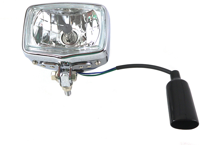 V-Twin #83097 - 12 Volt Chopper Rectangular Headlamp Chrome