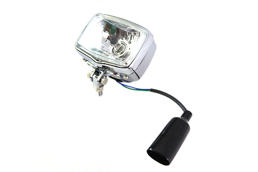 V-Twin #83097 - 12 Volt Chopper Rectangular Headlamp Chrome