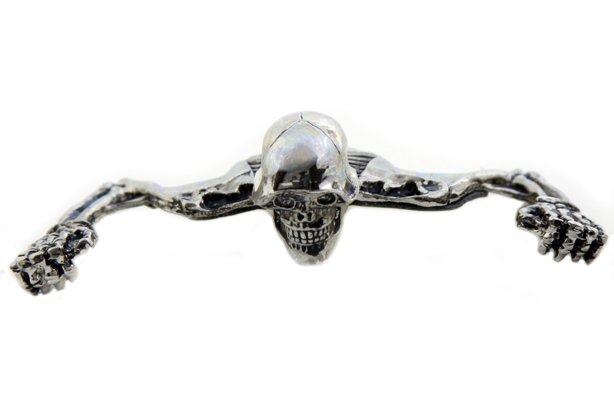 Wyatt Gatling #O91-6305-7 - 7 inch Headlamp Visor Ornament Skull Type Chrome