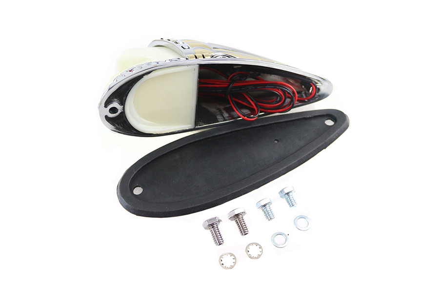 V-Twin #78659G - Skull Head Front Fender Lamp Gold and Chrome